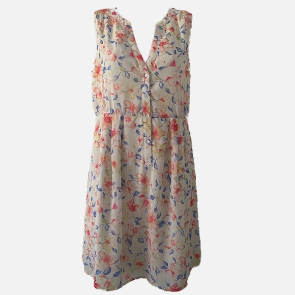 Skies are Blue Sleeveless Button Front Floral Knee Length Dress Size XS - Picture 1 of 7